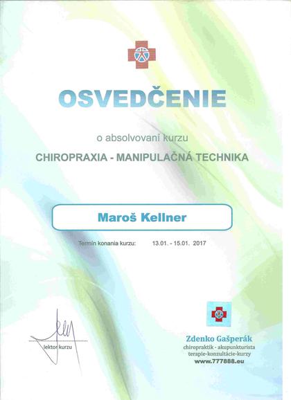 Osvedčenie z kurzu manipulačných techník chiropraxie, 2017