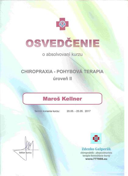 Osvedčenie Chiropraxia, pohybová terapia, úroveň II, 2017
